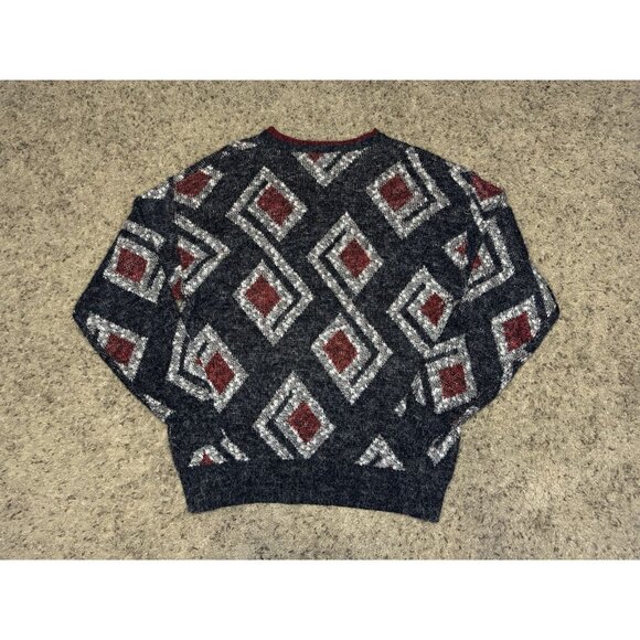 VINTAGE MENS Geometric Grandpa Sweater Y2K 90s Retro Preppy Casual USA Made XL - Picture 1 of 7